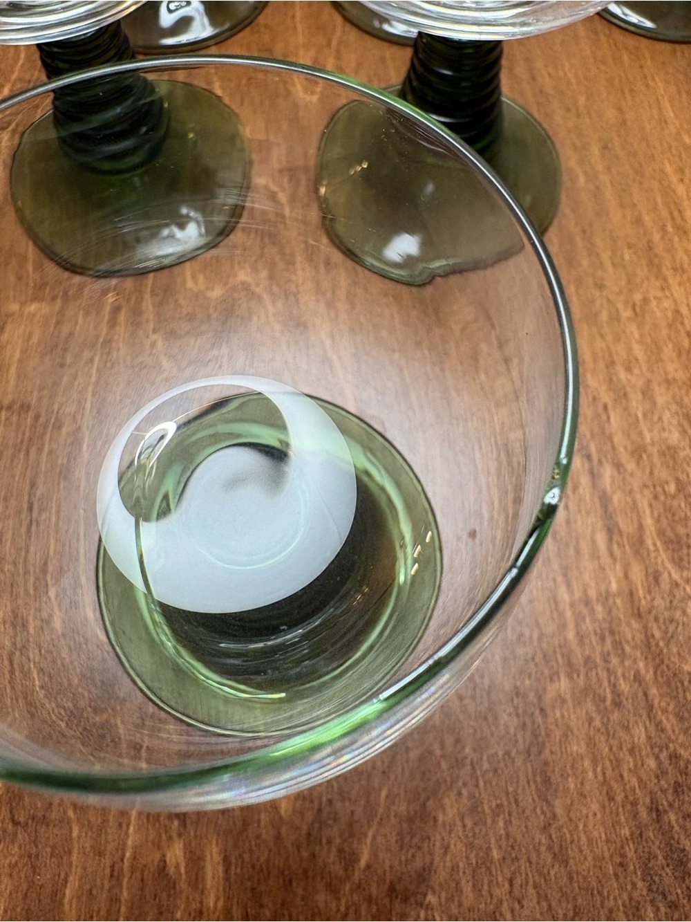 Green Stemmed Goblet Glasses - Set of 9 - Picture 2 of 3